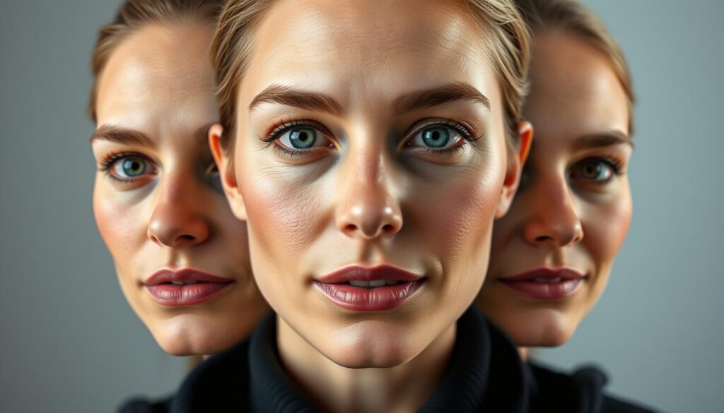A realistic, life-like portrait of a person's face undergoing various digital transformations and enhancements using the FaceApp AI-powered photo editing app. The subject's features seamlessly morph and transition between different styles, expressions, and age ranges, showcasing the app's powerful capabilities. The lighting is soft and flattering, captured from an eye-level angle that highlights the subject's natural beauty. The overall mood is one of fascination and wonder, inviting the viewer to explore the limitless possibilities of AI-driven facial editing. A realistic, life-like portrait of a person's face undergoing various digital transformations and enhancements using the FaceApp AI-powered photo editing app. The subject's features seamlessly morph and transition between different styles, expressions, and age ranges, showcasing the app's powerful capabilities. The lighting is soft and flattering, captured from an eye-level angle that highlights the subject's natural beauty. The overall mood is one of fascination and wonder, inviting the viewer to explore the limitless possibilities of AI-driven facial editing.