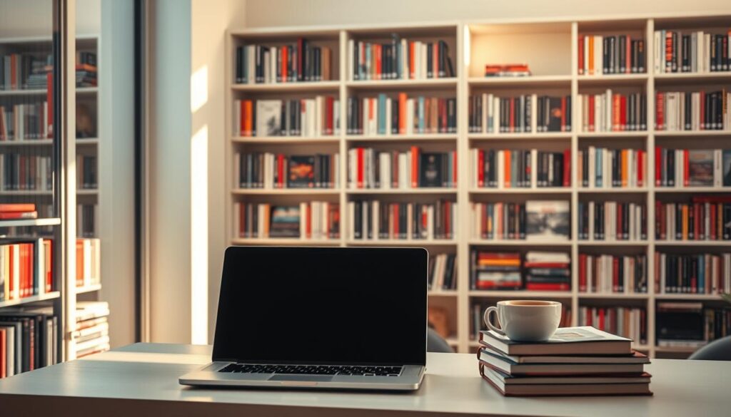 A study nook bathed in warm, natural light, showcasing a laptop, a stack of books, and a cup of coffee. In the background, a vast library of films and documentaries, curated for the discerning student. Sleek, minimalist shelves display a variety of titles, hinting at the wealth of knowledge and entertainment available at their fingertips. The scene exudes a sense of focused productivity and intellectual curiosity, inviting the viewer to imagine themselves immersed in a world of educational and cinematic delights. A study nook bathed in warm, natural light, showcasing a laptop, a stack of books, and a cup of coffee. In the background, a vast library of films and documentaries, curated for the discerning student. Sleek, minimalist shelves display a variety of titles, hinting at the wealth of knowledge and entertainment available at their fingertips. The scene exudes a sense of focused productivity and intellectual curiosity, inviting the viewer to imagine themselves immersed in a world of educational and cinematic delights.