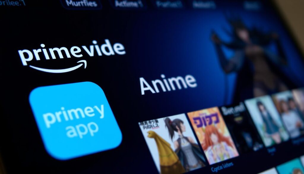 A close-up view of the Amazon Prime Video app interface, showcasing its anime streaming section. The foreground features the Prime Video logo and a selection of anime series thumbnails, arranged in a sleek, modern design. The middle ground highlights the "Anime" category with a bold, neon-inspired title. The background subtly depicts the Prime Video app's dark, minimalist UI, creating a cinematic, immersive atmosphere. Soft, directional lighting emphasizes the vibrant colors and clean lines of the interface, drawing the viewer's attention to the anime content. The overall composition conveys the convenience and accessibility of streaming anime on the Amazon Prime Video platform. A close-up view of the Amazon Prime Video app interface, showcasing its anime streaming section. The foreground features the Prime Video logo and a selection of anime series thumbnails, arranged in a sleek, modern design. The middle ground highlights the "Anime" category with a bold, neon-inspired title. The background subtly depicts the Prime Video app's dark, minimalist UI, creating a cinematic, immersive atmosphere. Soft, directional lighting emphasizes the vibrant colors and clean lines of the interface, drawing the viewer's attention to the anime content. The overall composition conveys the convenience and accessibility of streaming anime on the Amazon Prime Video platform.