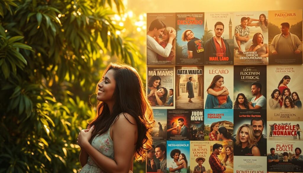 A vibrant, cinematic scene of Brazilian romance films. In the foreground, a passionate couple embraces against a backdrop of lush, verdant foliage, their expressions conveying the depth of their connection. The middle ground features a collage of iconic movie posters, each one a testament to the diverse and emotive narratives of Brazilian romance cinema. The background is illuminated by a warm, golden light, creating a sense of nostalgia and timelessness. The overall composition evokes the rich tapestry of Brazilian romantic films, inviting the viewer to immerse themselves in the captivating stories they have to offer. A vibrant, cinematic scene of Brazilian romance films. In the foreground, a passionate couple embraces against a backdrop of lush, verdant foliage, their expressions conveying the depth of their connection. The middle ground features a collage of iconic movie posters, each one a testament to the diverse and emotive narratives of Brazilian romance cinema. The background is illuminated by a warm, golden light, creating a sense of nostalgia and timelessness. The overall composition evokes the rich tapestry of Brazilian romantic films, inviting the viewer to immerse themselves in the captivating stories they have to offer.