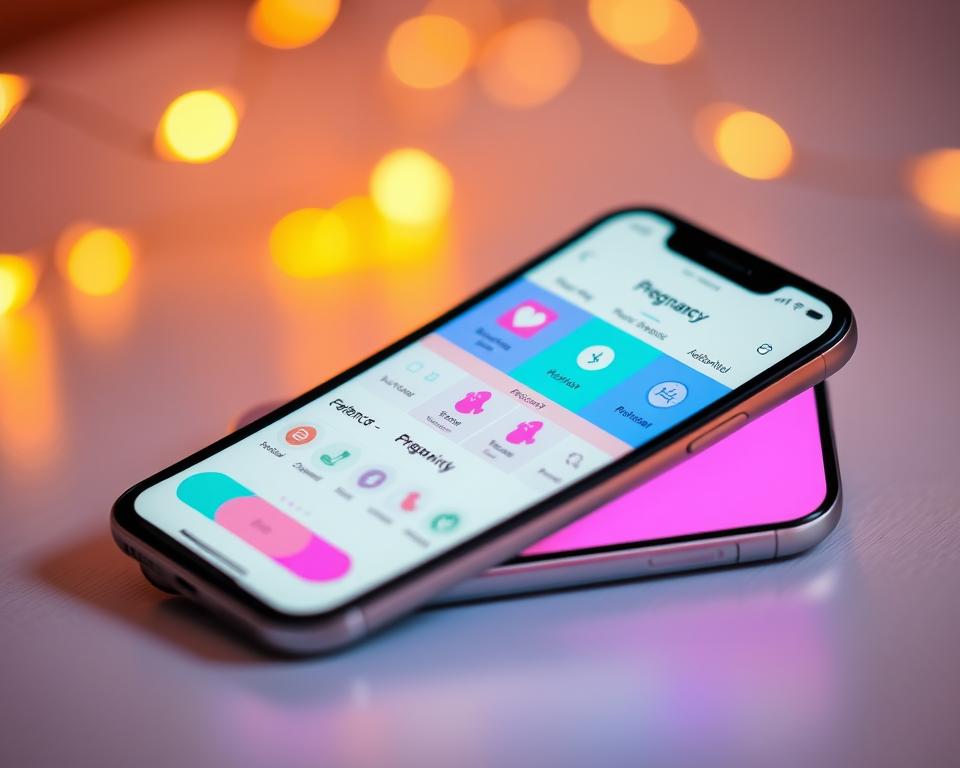 Aplicativo de gestação no smartphone