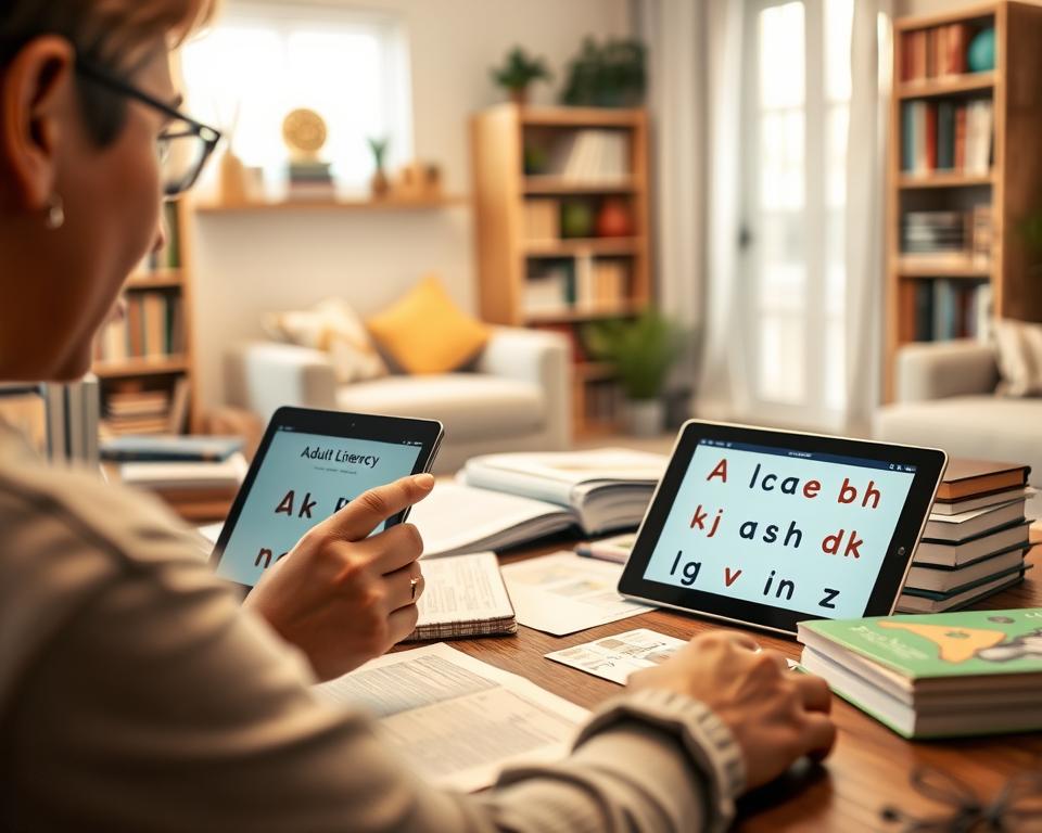 Aplicativos de alfabetização para adultos