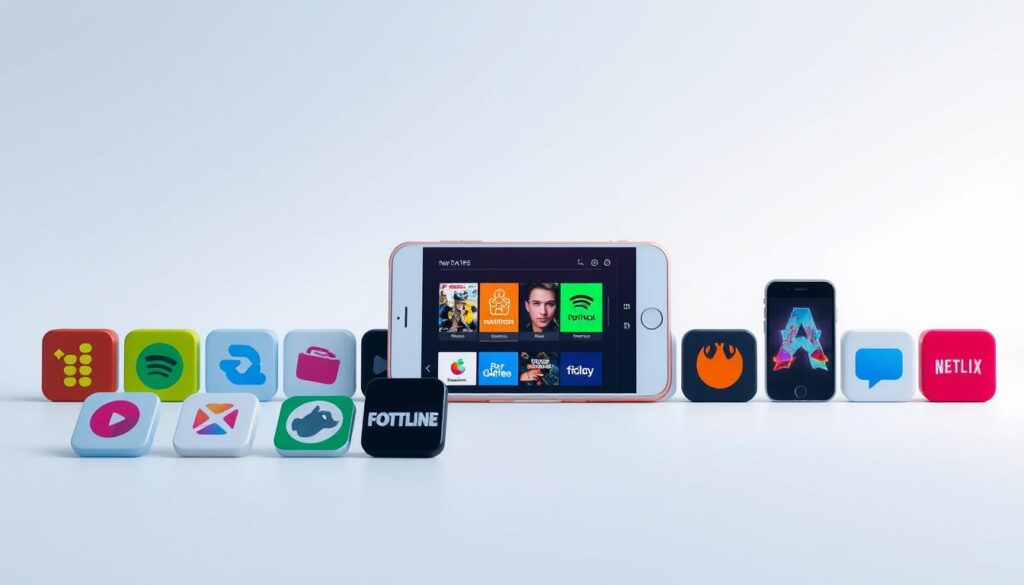 A modern, minimalist illustration depicting various free streaming apps for mobile devices. In the foreground, a collection of sleek, vibrant app icons representing popular free streaming services, neatly arranged. The middle ground features a stylized, translucent smartphone displaying the apps in use, its screen illuminated with vivid, high-definition content. The background is a soft, gradient-based backdrop, creating a clean, contemporary atmosphere. The overall scene conveys a sense of ease, accessibility, and the wide availability of free, high-quality streaming content on mobile platforms.