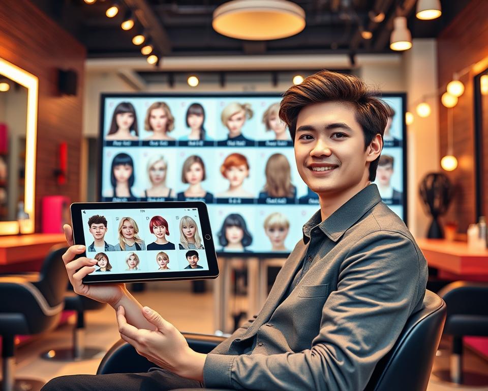 simulação de corte de cabelo