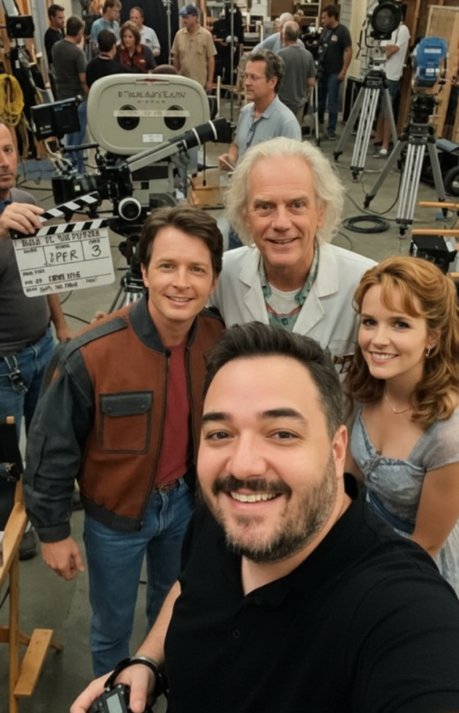 A realistic selfie scene featuring a diverse group of three friends, representing different ethnicities, taking a selfie outdoors during a sunny day. The foreground includes a cheerful close-up of their smiling faces, displaying genuine joy and camaraderie. In the middle ground, lush greenery and colorful flowers add a vibrant touch, while a soft focus on a bright blue sky creates an inviting atmosphere. The lighting is warm and natural, highlighting their features and creating soft shadows. The angle is slightly above eye level, giving a dynamic perspective. The overall mood is lively and friendly, capturing the essence of shared moments and enthusiasm for technology, perfect for showcasing the theme of AI-generated selfies.