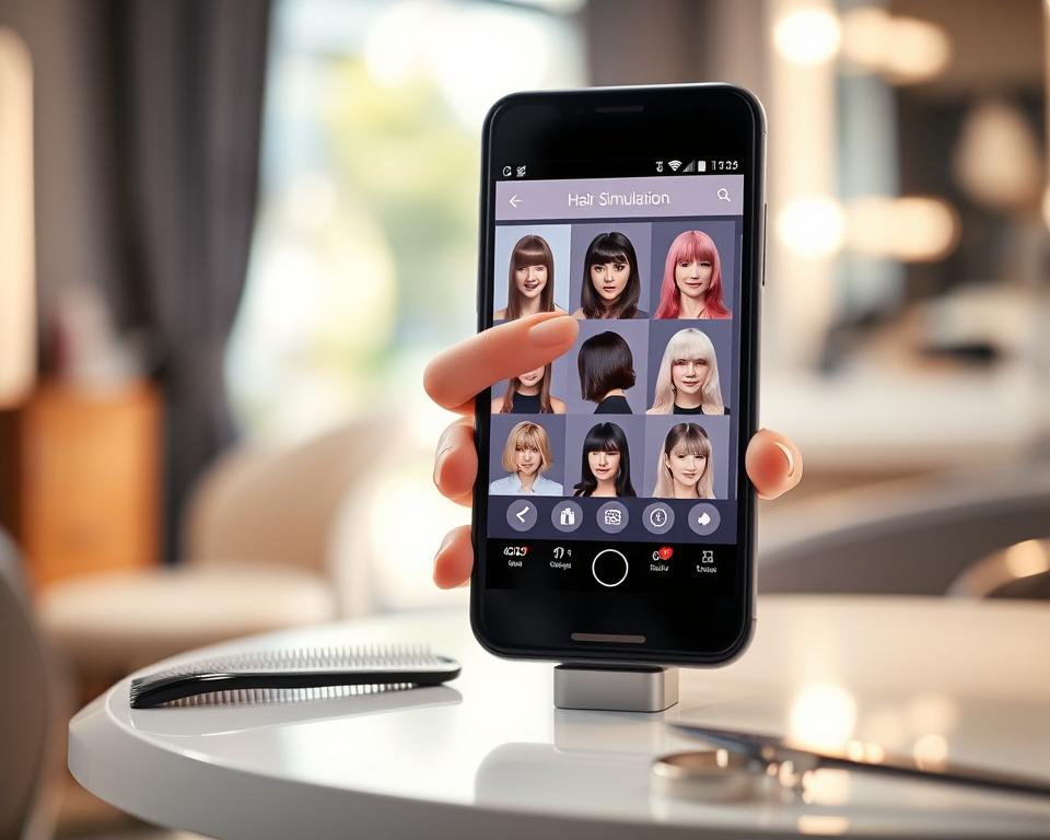 visão geral aplicativo simula corte cabelo visão geral aplicativo simula corte cabelo