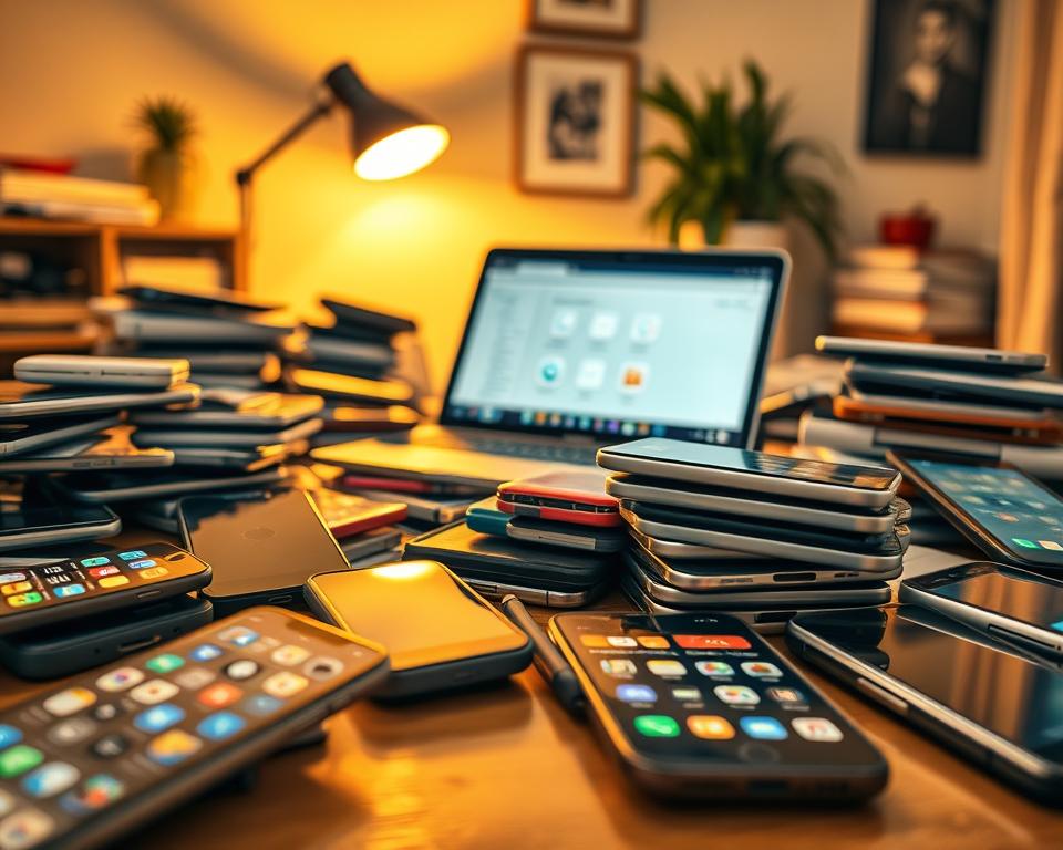 dispositivos móveis com armazenamento lotado